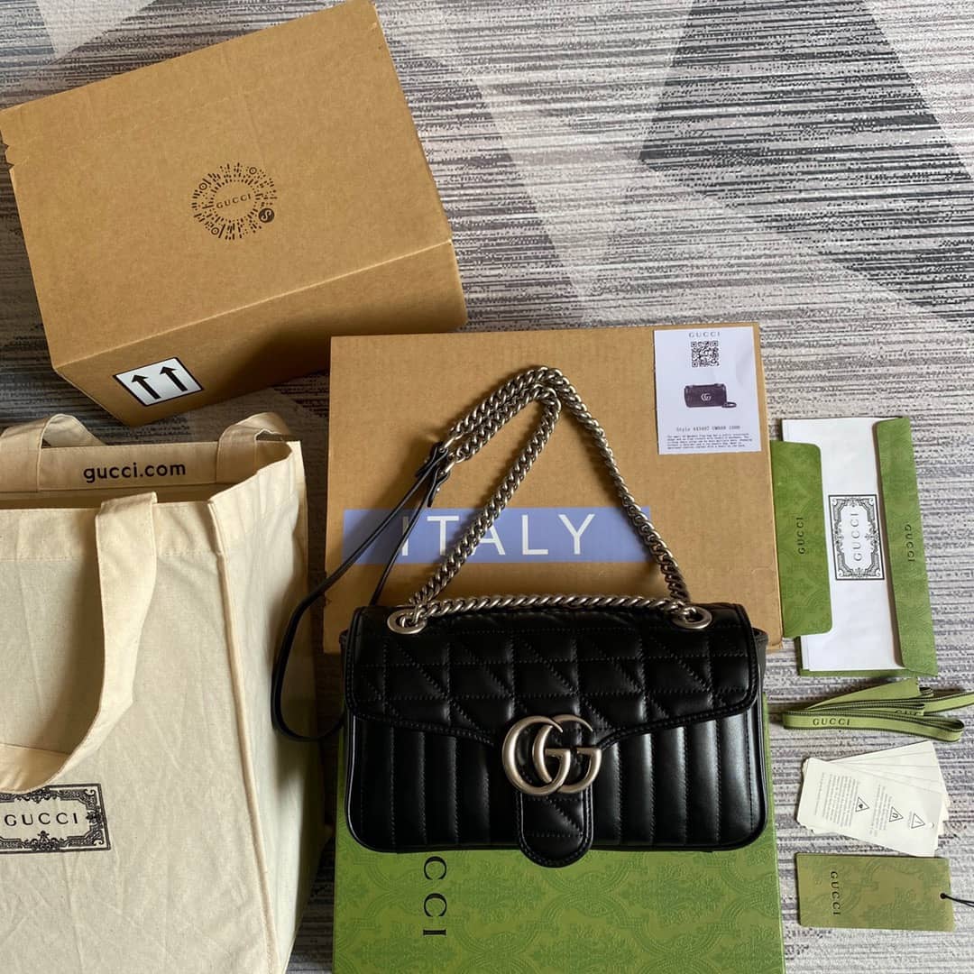 Gucci GG Marmont Matelasse Shoulder Bag Replica Black 443497