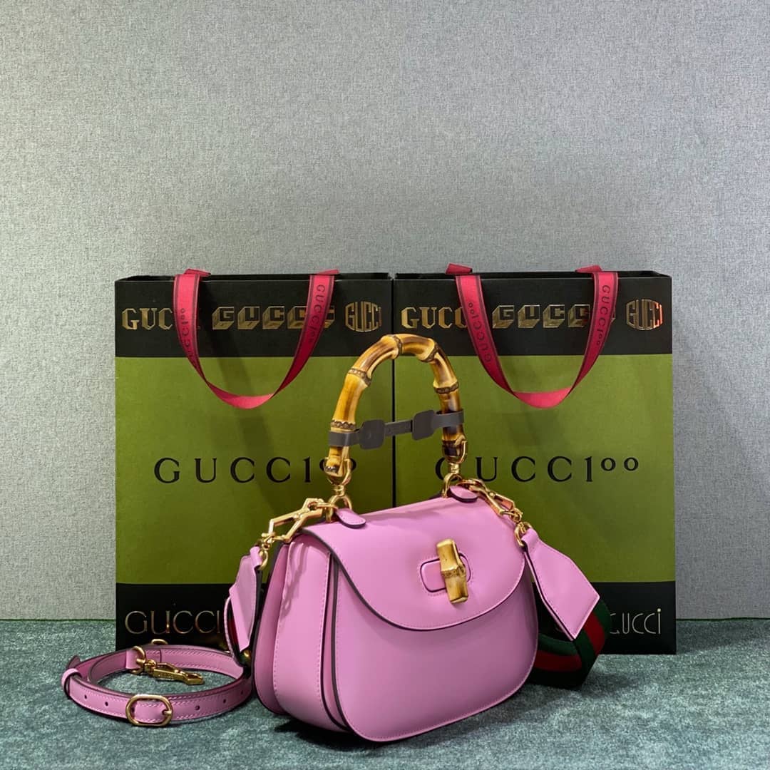Gucci Bamboo 1947 Small Top Handle Bag 675797 Pink 675797 Replica