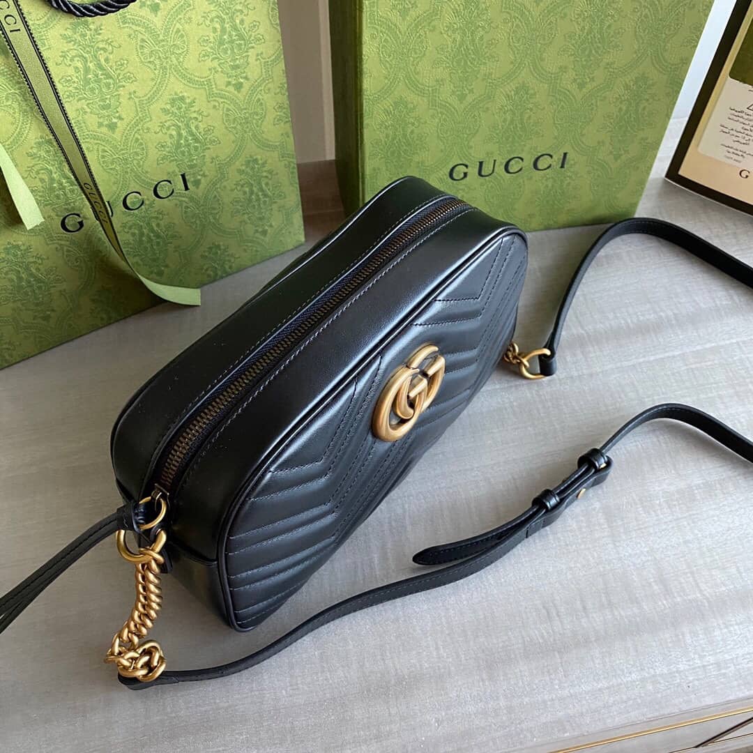 Gucci GG Marmont Small Shoulder Handbag Camera Bag Replica Black 447632