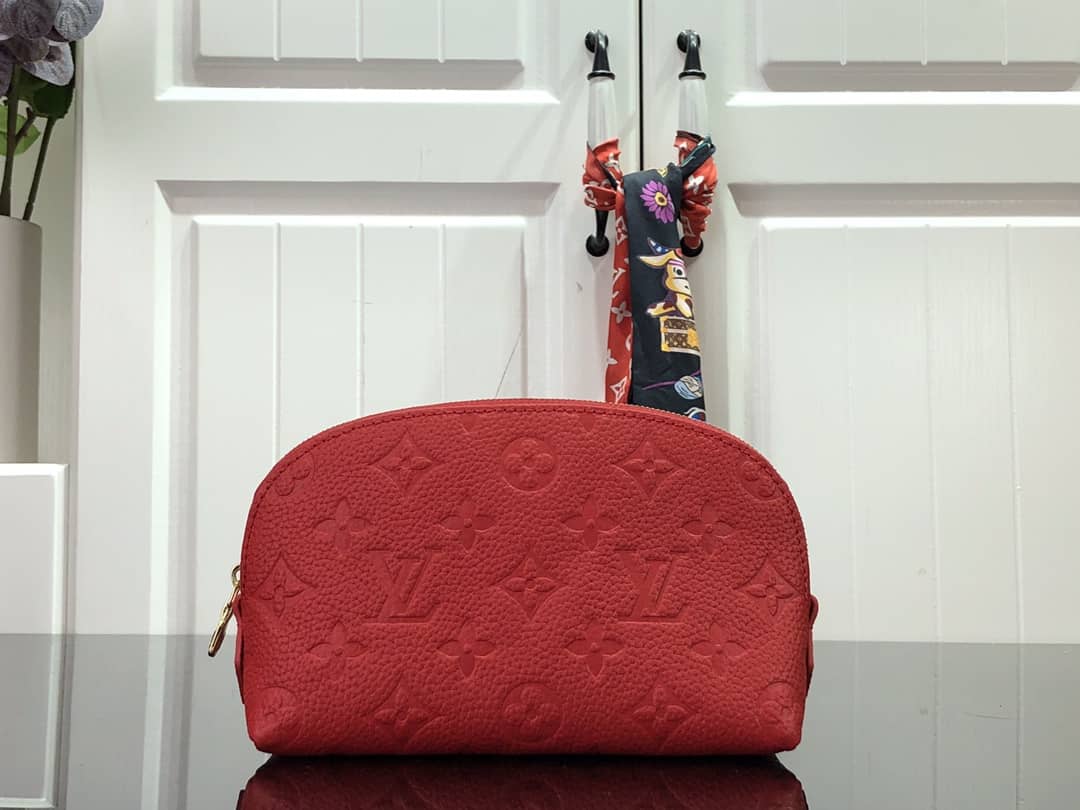 Louis Vuitton Pochette Dupe Monogram Cosmetic Pouch  Red M47515