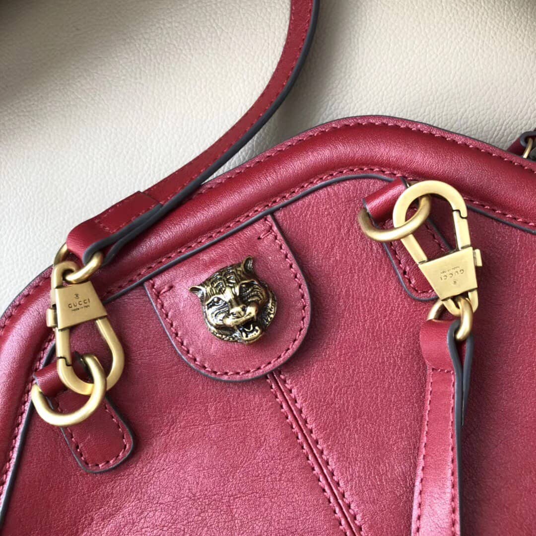 Gucci Belle Marmont Feline Small Crossbody Bag Replica Red 524620