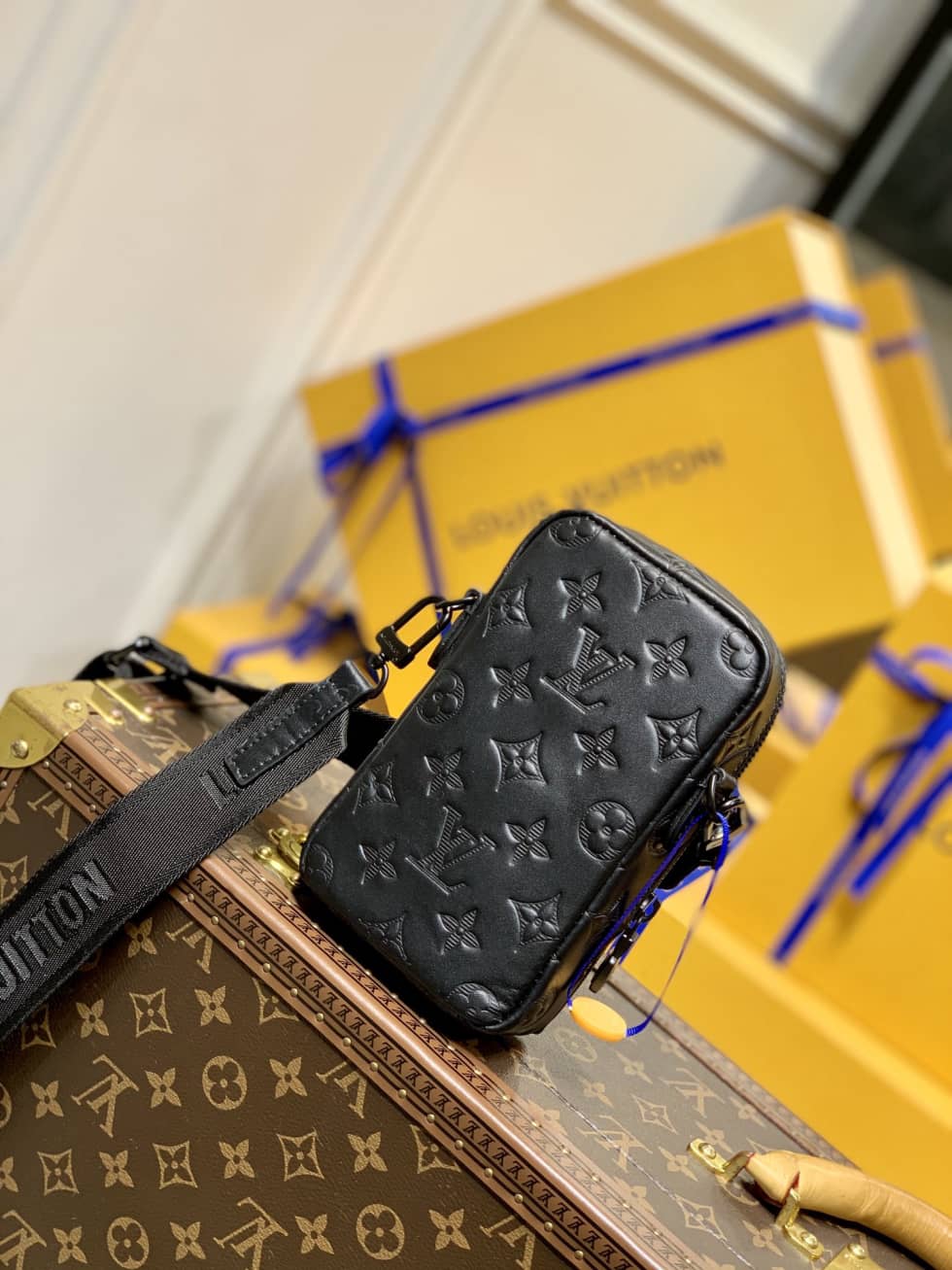Louis Vuitton x Nigo Flap Double Pouch Black M81005 Replica Phone Bag