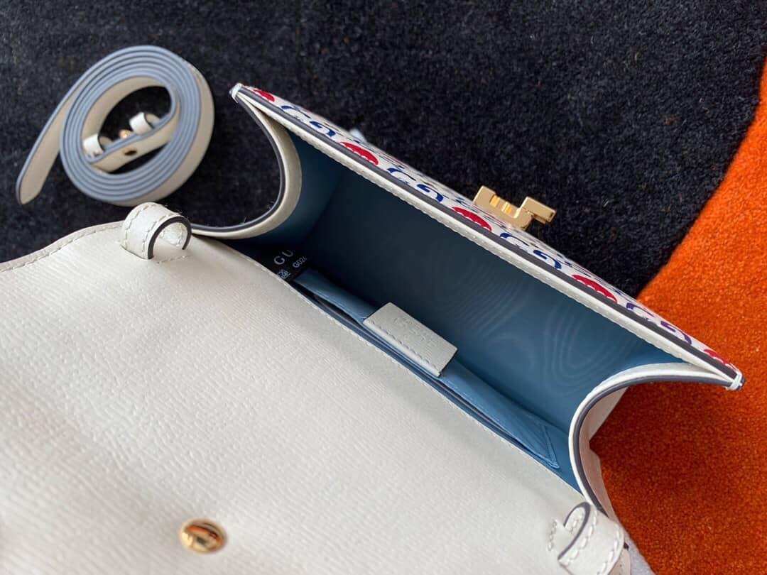 Gucci Sylvie Leather Mini Shoulder Bag Replica White Blue 470270