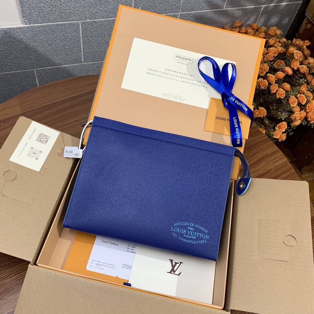 Louis Vuitton Pochette Voyage MM Pouch Blue M30395 Replica