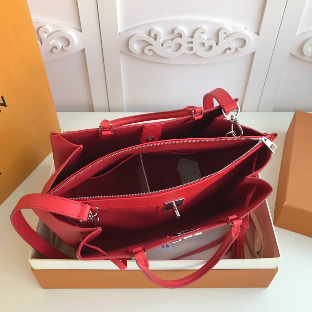 Louis Vuitton Lockmeto Tote Leather Hand Bag Red M54569 Replica