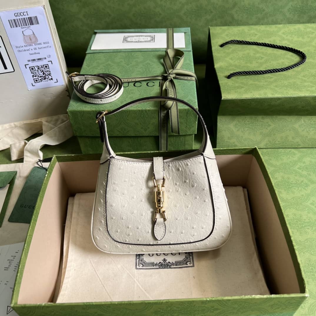 Gucci Jackie 1961 Ostrich Mini Hobo 637091 Replica Shoulder Bag