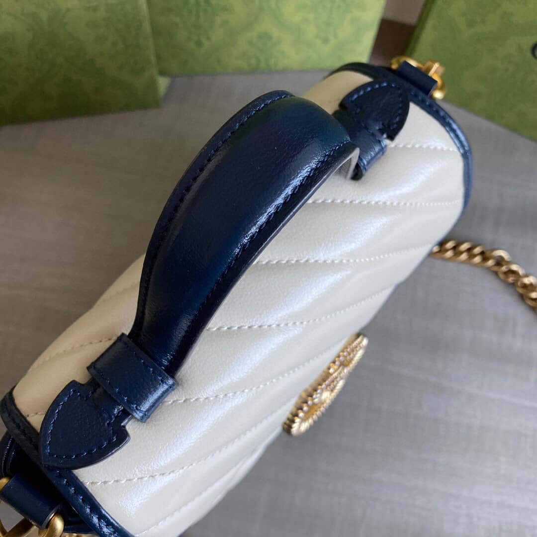 Gucci GG Marmont Mini Top Handle Bag Replica White Blue 583571