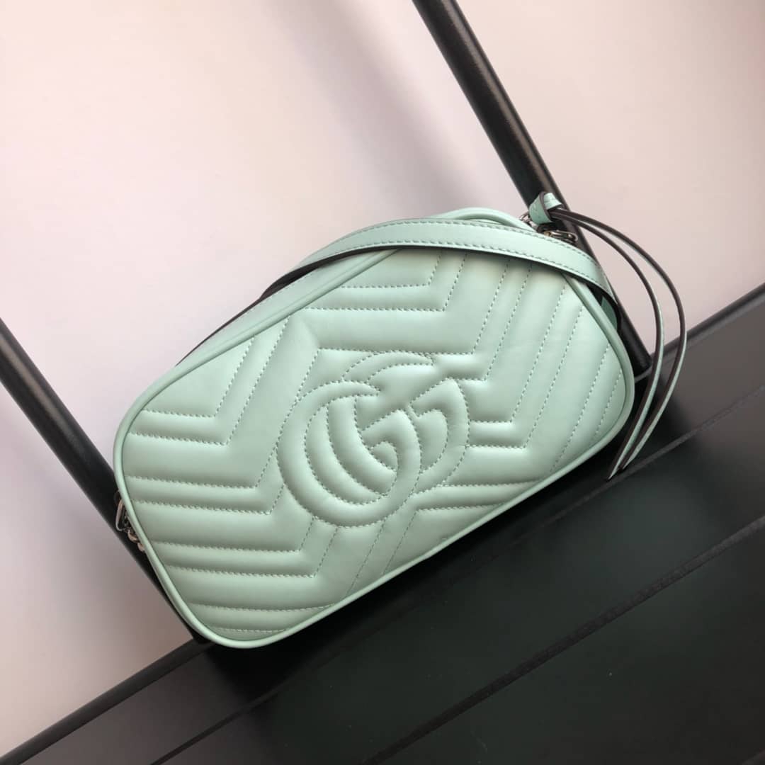 Gucci Handbag Dupes GG Marmont Small Shoulder Handbag Camera Bag Replica Green 447632