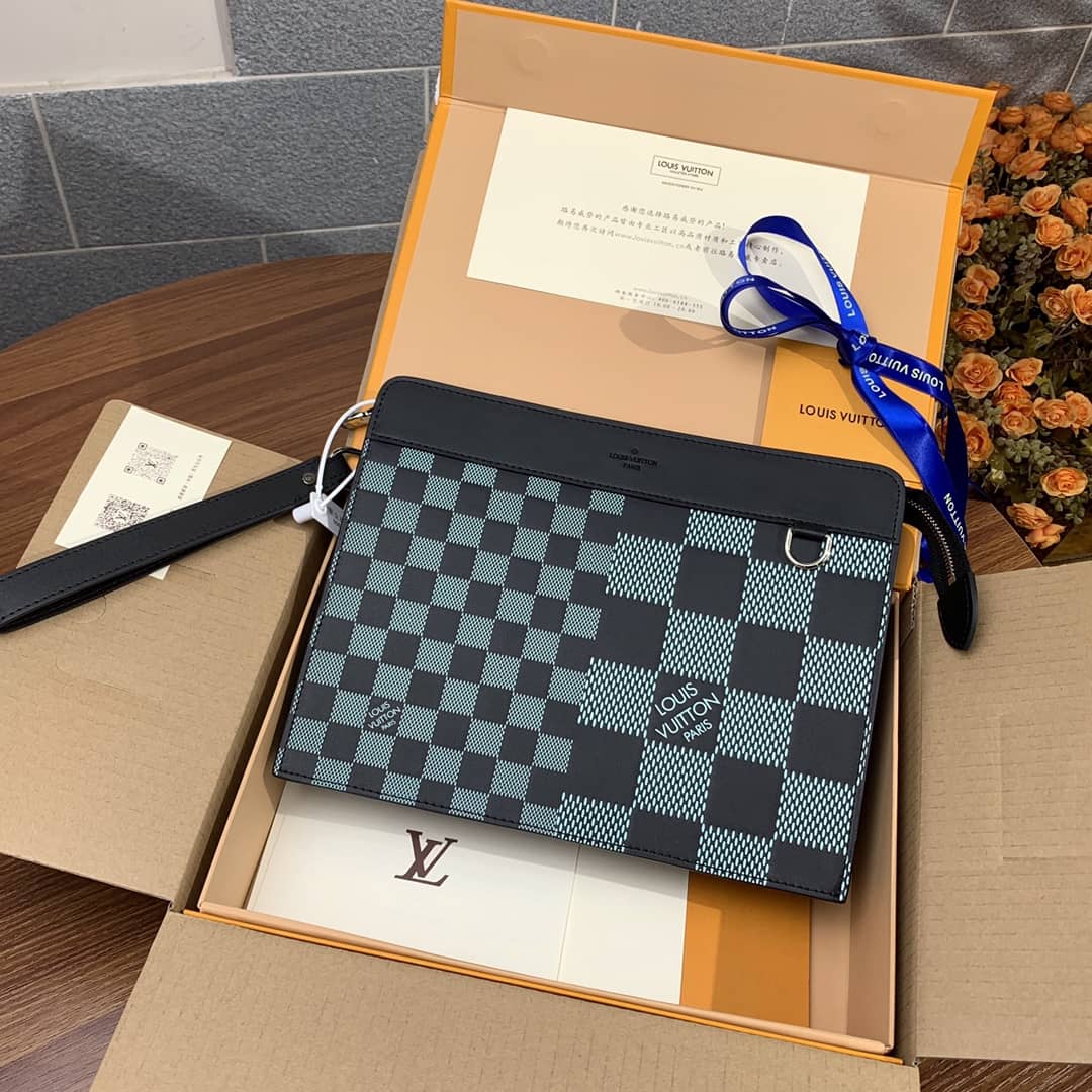 Louis Vuitton Standing Pouch Damier Infini Replica Green N60448