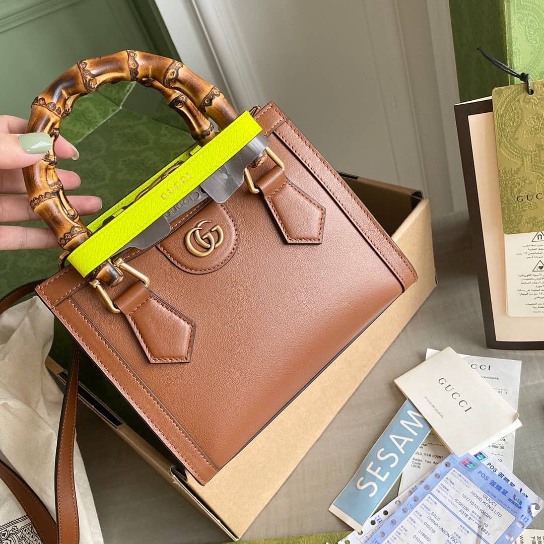Gucci Diana Mini Bamboo Tote Bag Replica Brown 655661