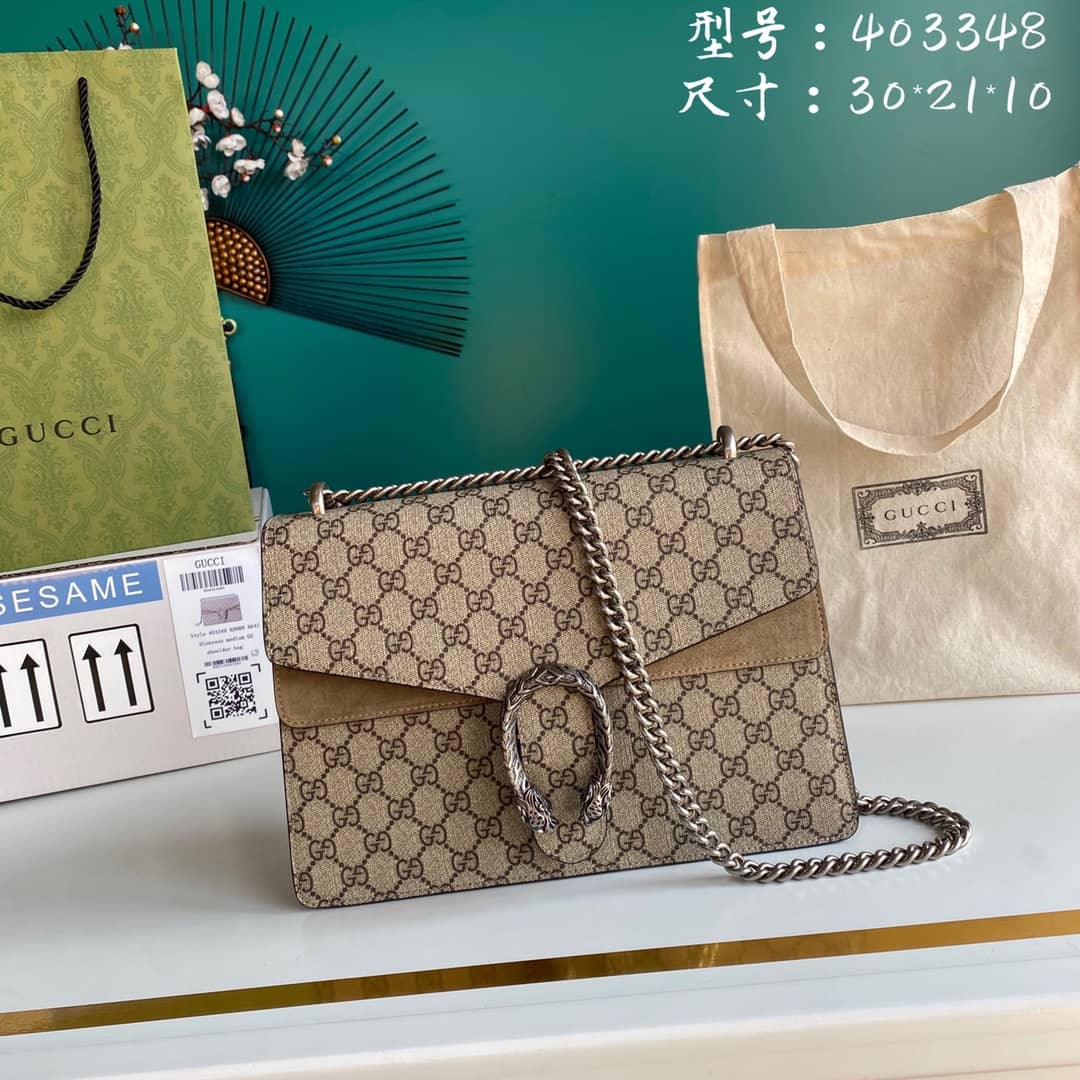 Gucci Dionysus Supreme Monogram Chain Medium Shoulder Bag Replica 403348