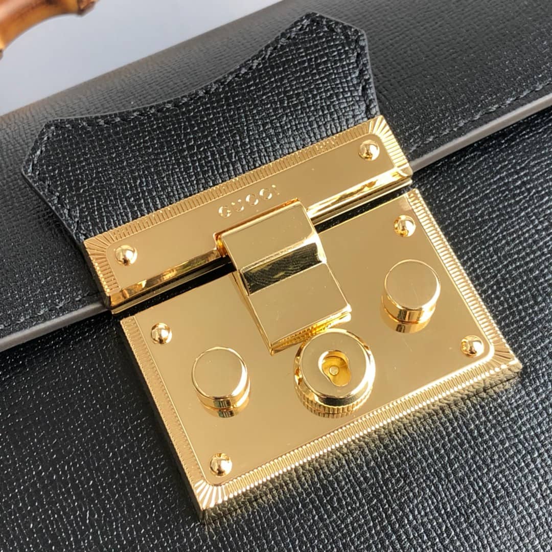 Gucci Padlock GG Small Bamboo Shoulder Bag Replica Black 603221