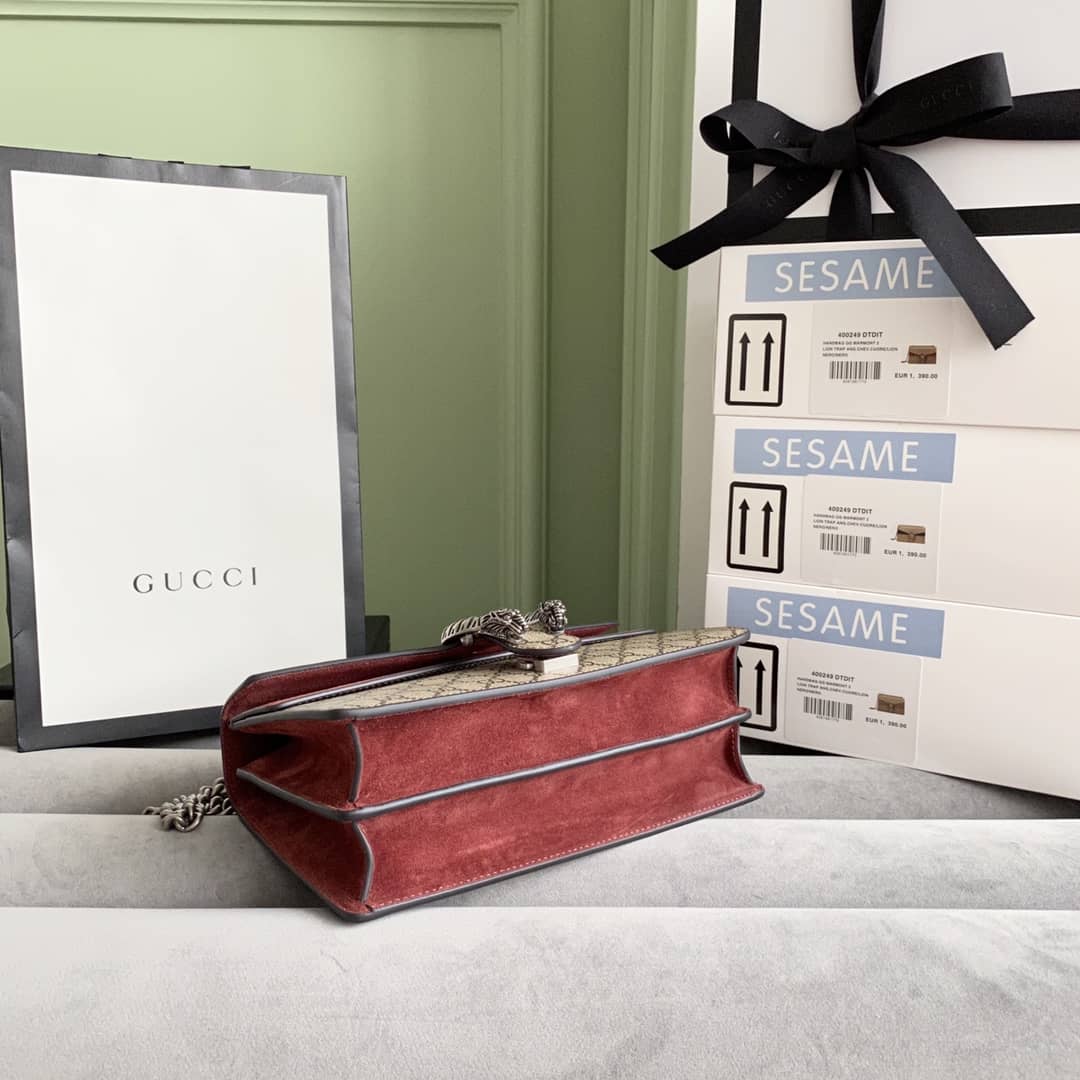 Gucci Dionysus Dupe GG Supreme Dionysus Chain Replica Shoulder Bag Brown 400249