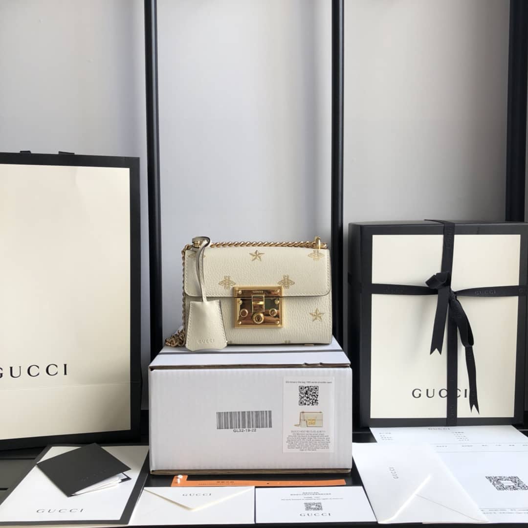 Gucci Padlock Bee Star Small Shoulder Bag Replica White 432182