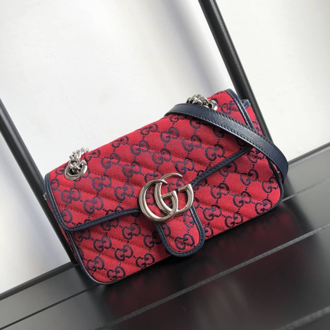 Gucci GG Marmont Mini Matelasse Shoulder Bag Replica Red 446744