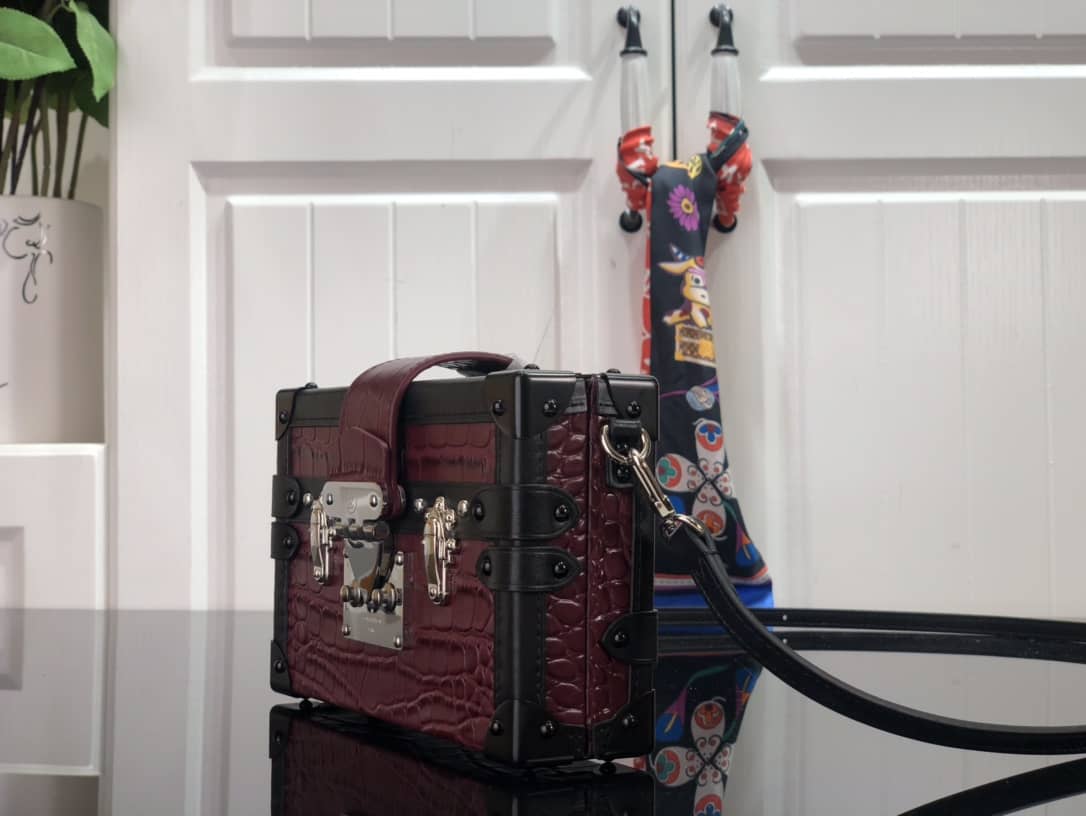 Louis Vuitton Petite Malle Brilliant Alligator Leather Replica Handbag Red N93817