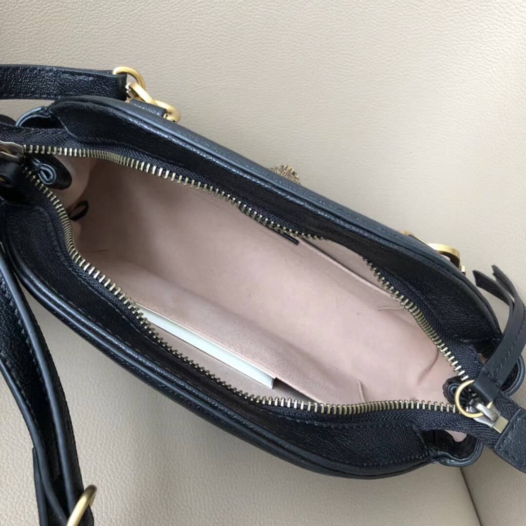 Gucci Belle Marmont Feline Small Crossbody Bag Replica Black 524620