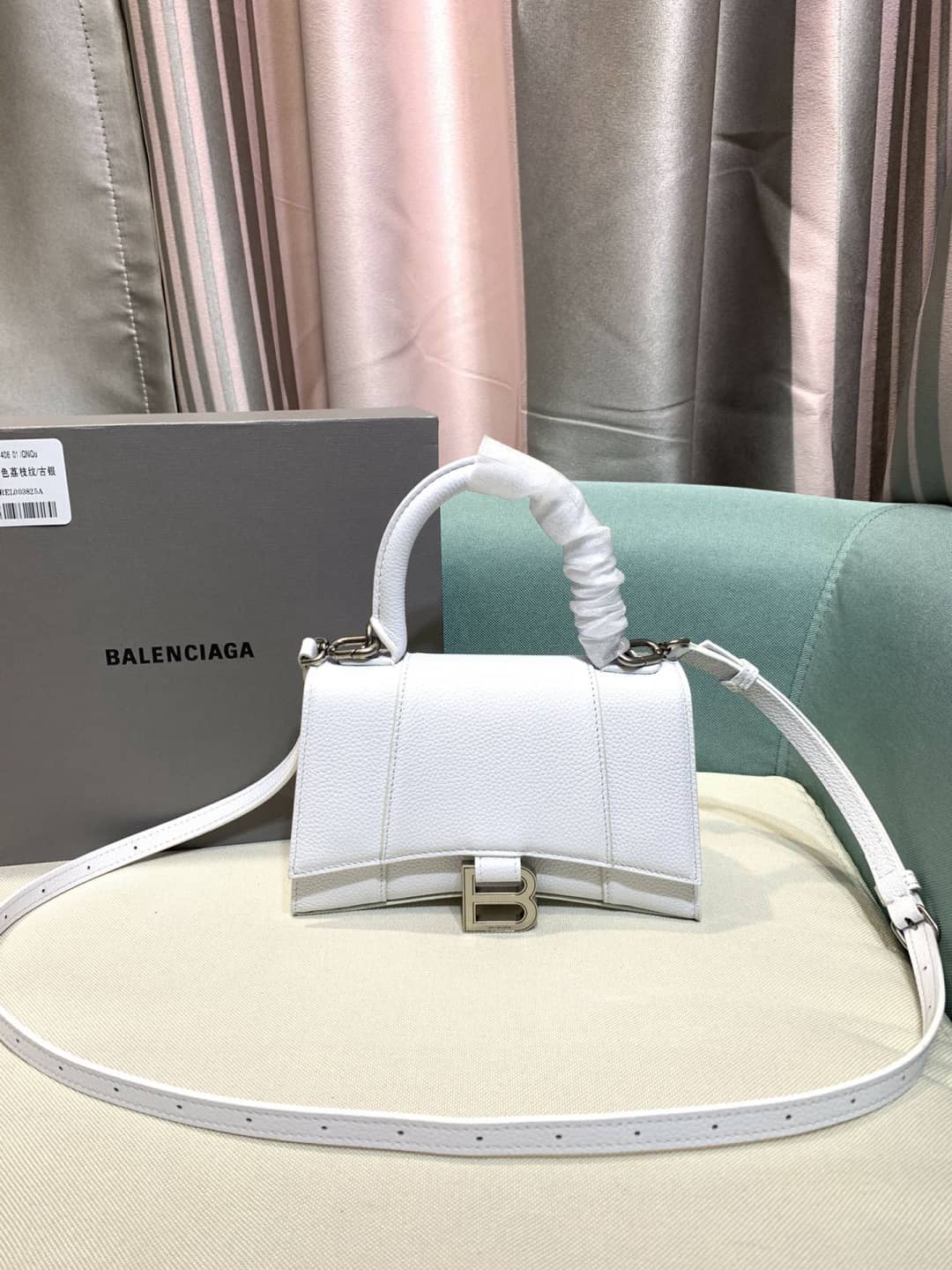 Balenciaga Hourglass Leather Top Handle Replica Bag
