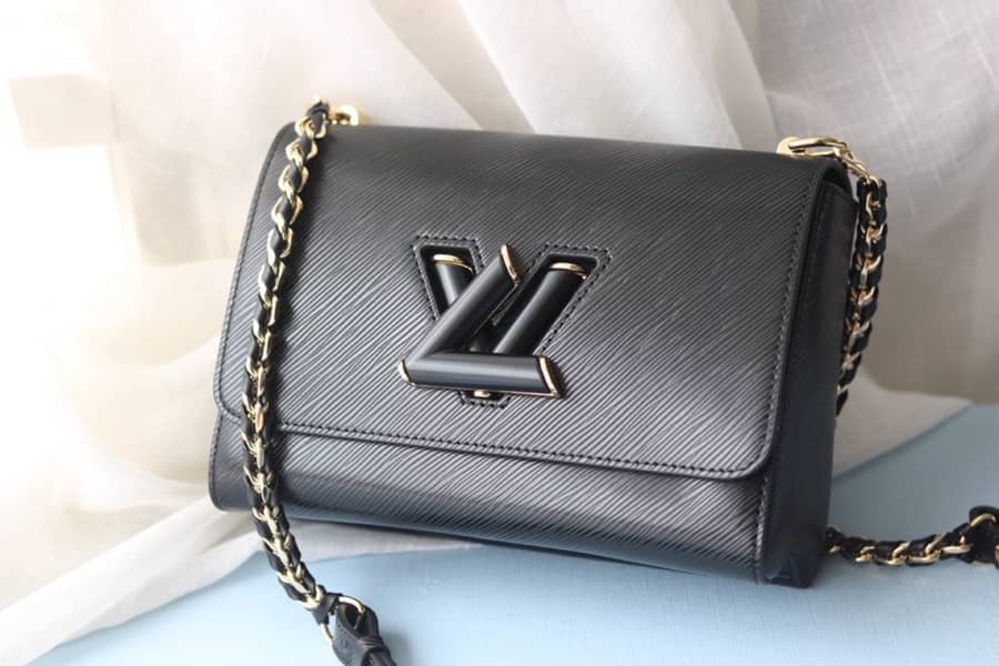 Louis Vuitton Twist MM Chain Leather Replica Bag Black M50282