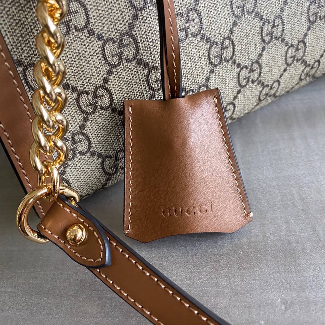 Gucci Padlock Small GG Supreme Canvas Shoulder Bag Replica Brown 498156