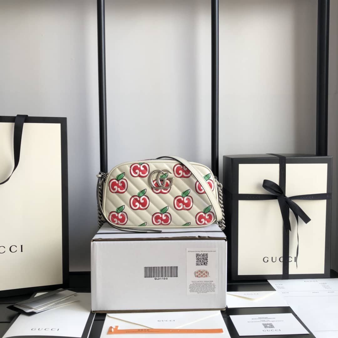 Gucci Handbag Dupes Marmont Small Shoulder Handbag Camera Bag Replica White 447632