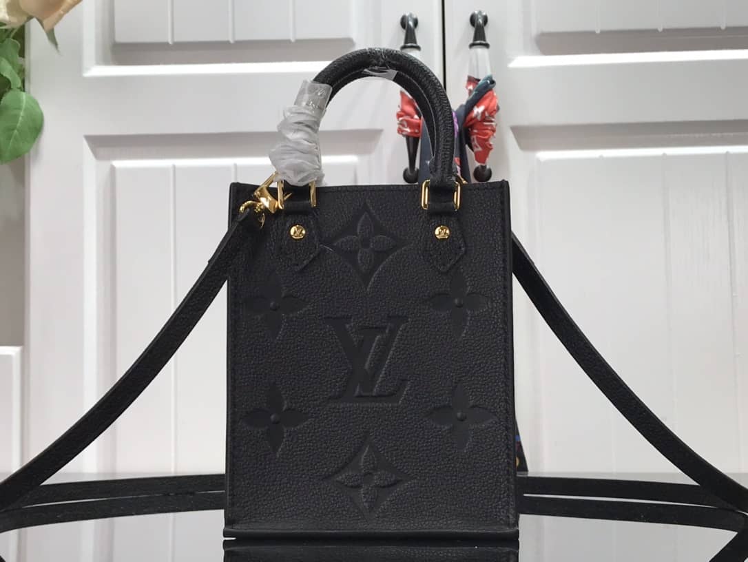 Louis Vuitton Monogram Petit Sac Plat 2Way Replica Shoulder Bag Black M69442
