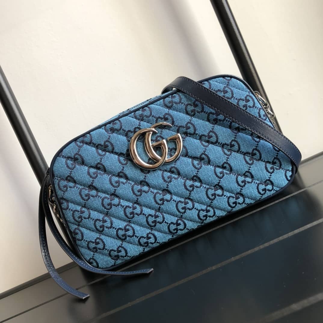 Gucci GG Marmont Small Shoulder Handbag Camera Bag Replica Blue 447632