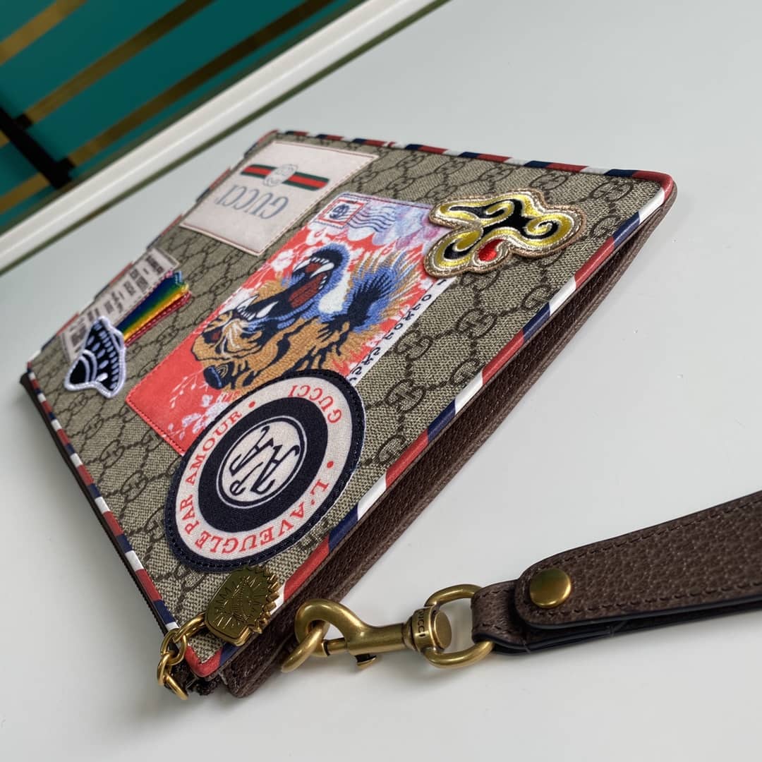 Gucci GG Supreme Monogram Courrier Zip Pouch Replica 473915