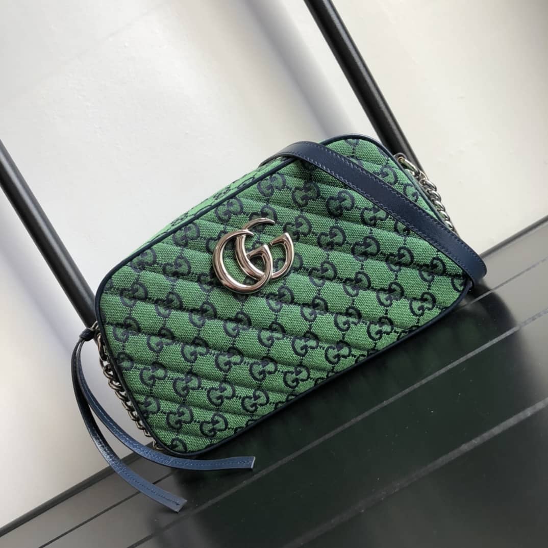 Gucci Handbag Dupes GG Marmont Small Shoulder Handbag Camera Bag Replica Green 447632