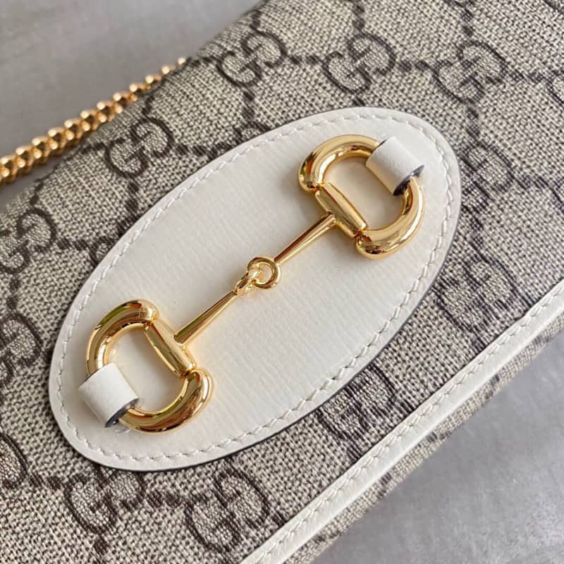 Gucci Horsebit Bag Dupe 1955 Zip Around Wallet With Chain Replica White 621888