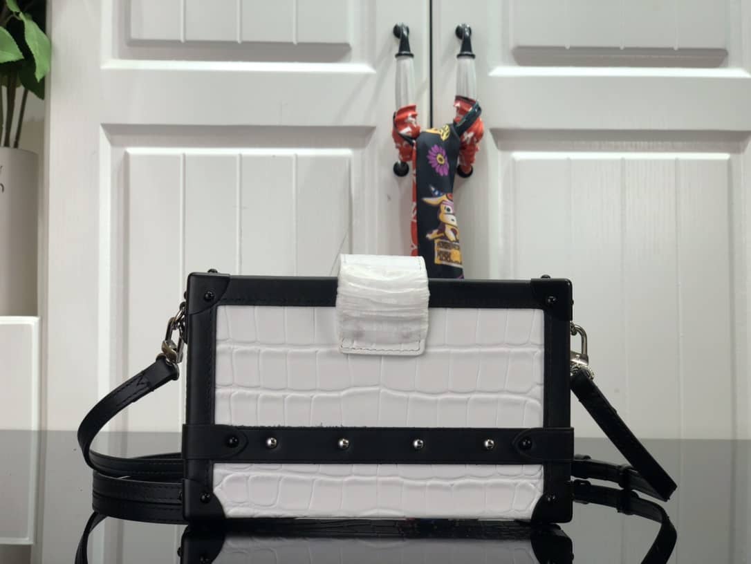 Louis Vuitton Petite Malle Brilliant Alligator Leather Replica Handbag White N93817