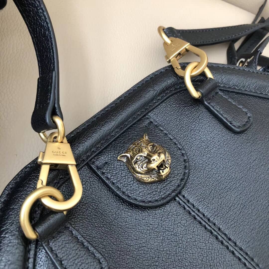 Gucci Belle Marmont Feline Small Crossbody Bag Replica Black 524620