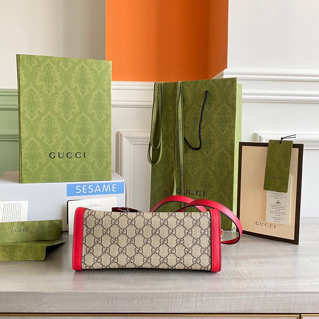 Gucci Padlock Small GG Supreme Canvas Shoulder Bag Replica Red 498156