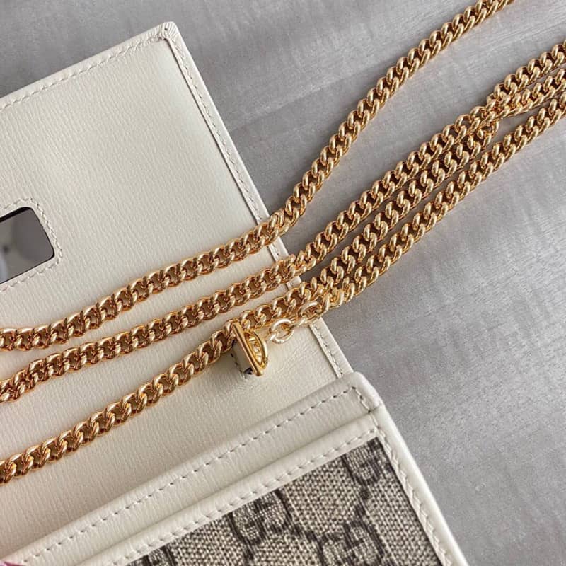 Gucci Horsebit Bag Dupe 1955 Zip Around Wallet With Chain Replica White 621888