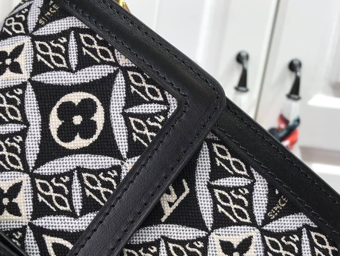 Louis Vuitton Since 1854 Jacquard Pattern Dauphine MM Replica Shoulder Bag Black M57211