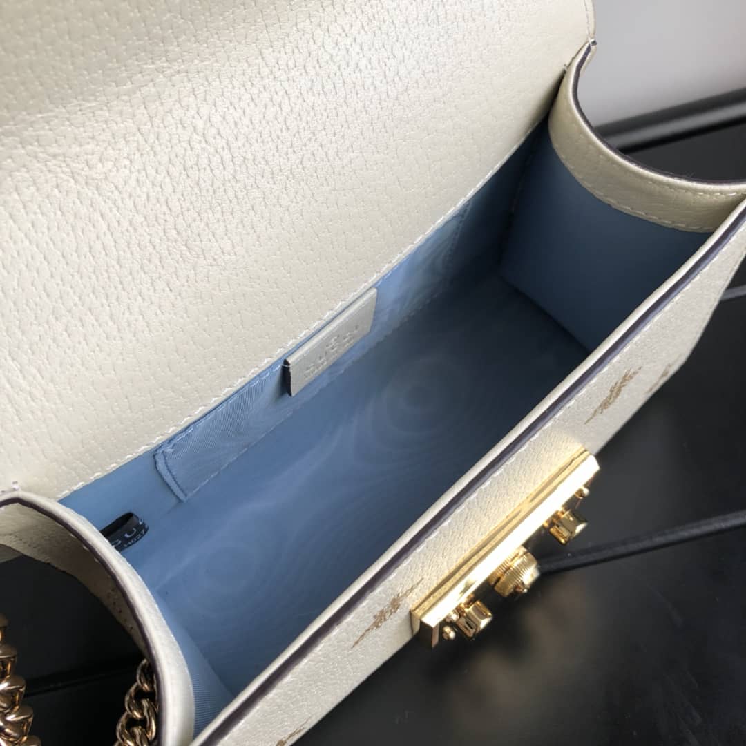 Gucci Padlock Bee Star Small Shoulder Bag Replica White 432182