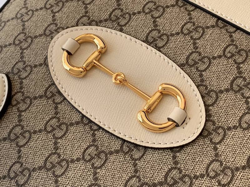 Gucci Horsebit Bag Dupe 1955 Small GG Supreme Grainy Leather Handle Bag Replica White 621220