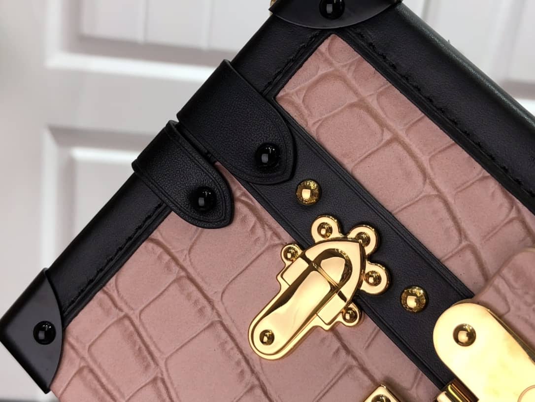 Louis Vuitton Petite Malle Brilliant Alligator Leather Replica Handbag Pink N93817