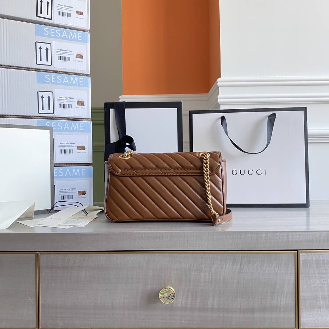 Gucci GG Marmont Matelasse Shoulder Bag Replica Brown 443497