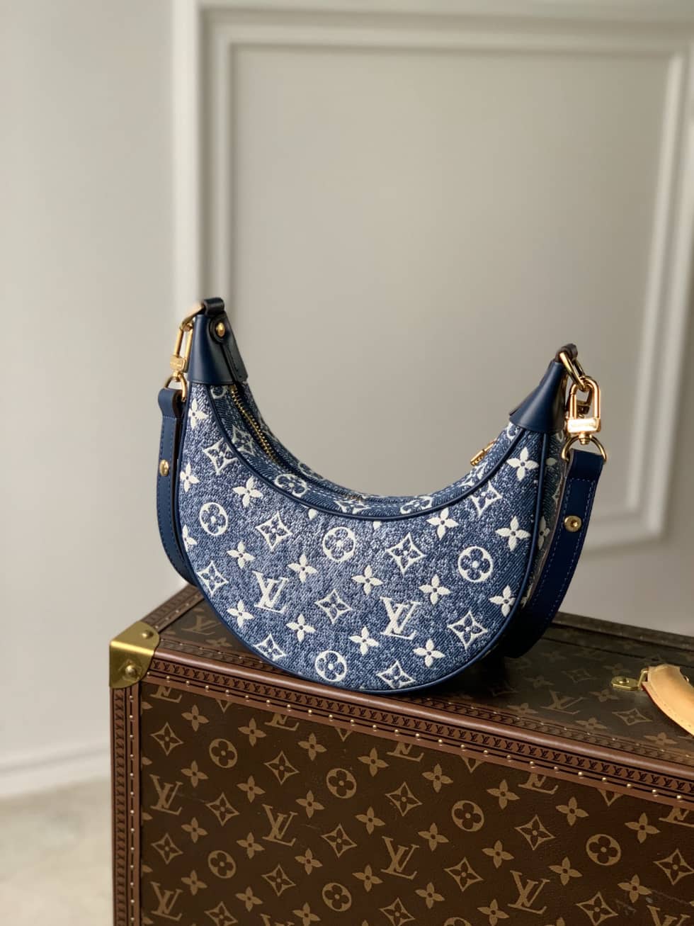 Louis Vuitton Denim Loop Blue/White M81166 Replica Hobo