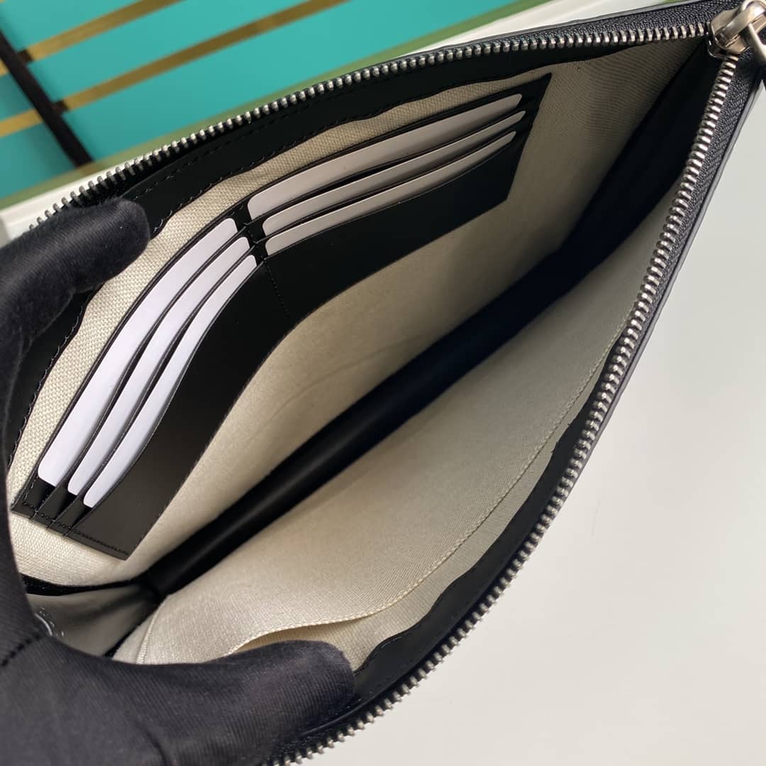 Gucci Embossed Logo Calf Leather Black Pouch 547074