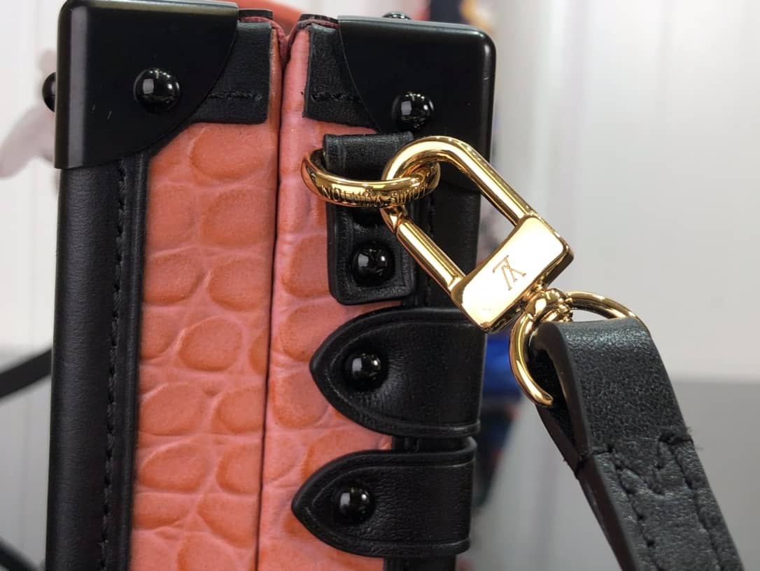 Louis Vuitton Petite Malle Brilliant Alligator Leather Replica Handbag Orange N93817