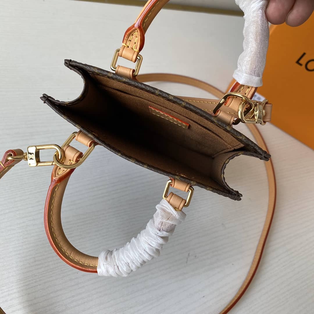 Louis Vuitton Monogram Petit Sac Plat 2Way Replica Shoulder Bag Brown M69442