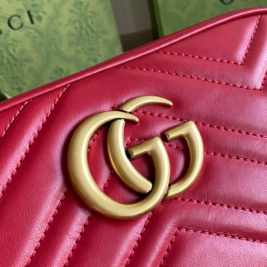 Gucci Handbag Dupes GG Marmont Small Shoulder Handbag Camera Bag Replica Red 447632