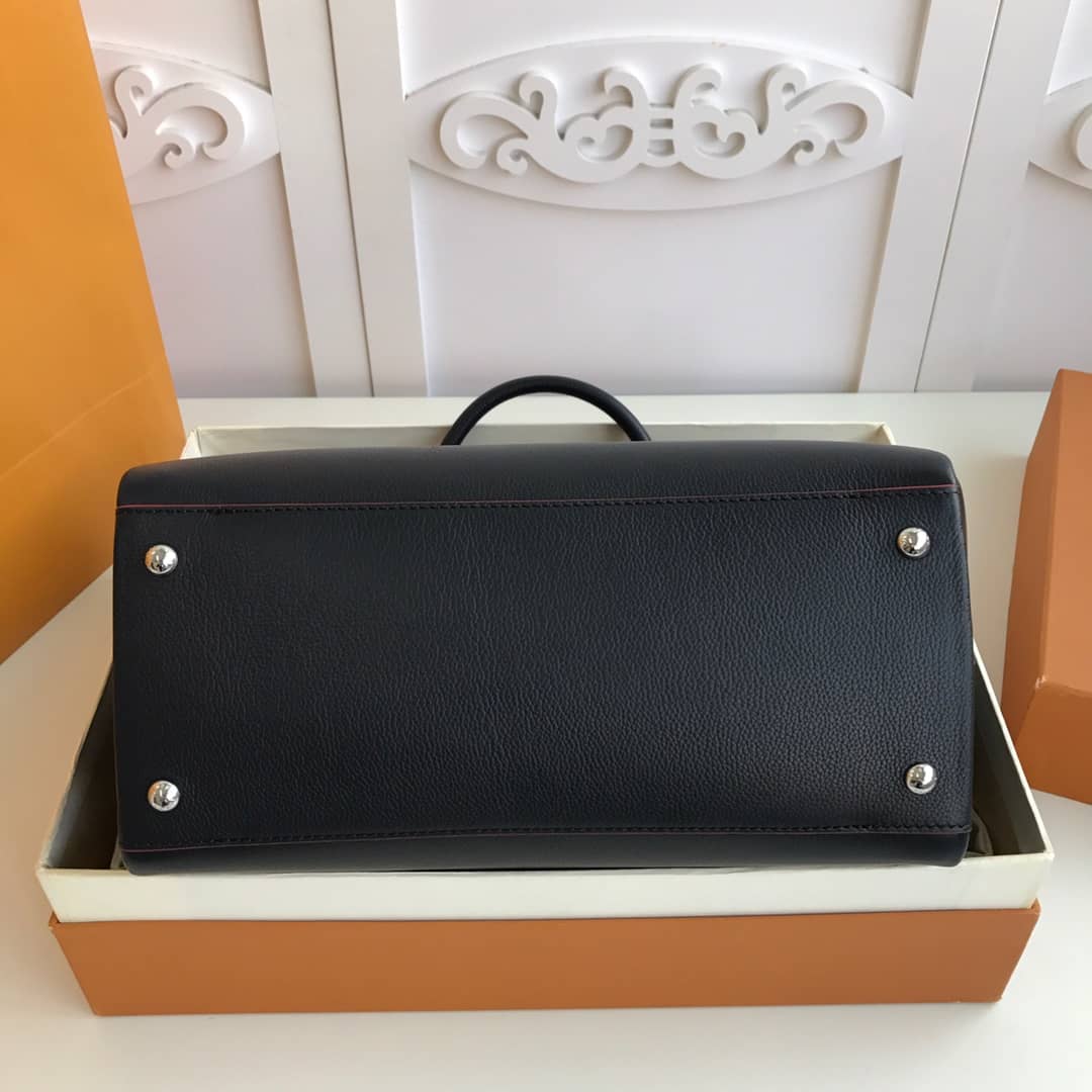 Louis Vuitton Lockmeto Leather Tote Replica Black M54569