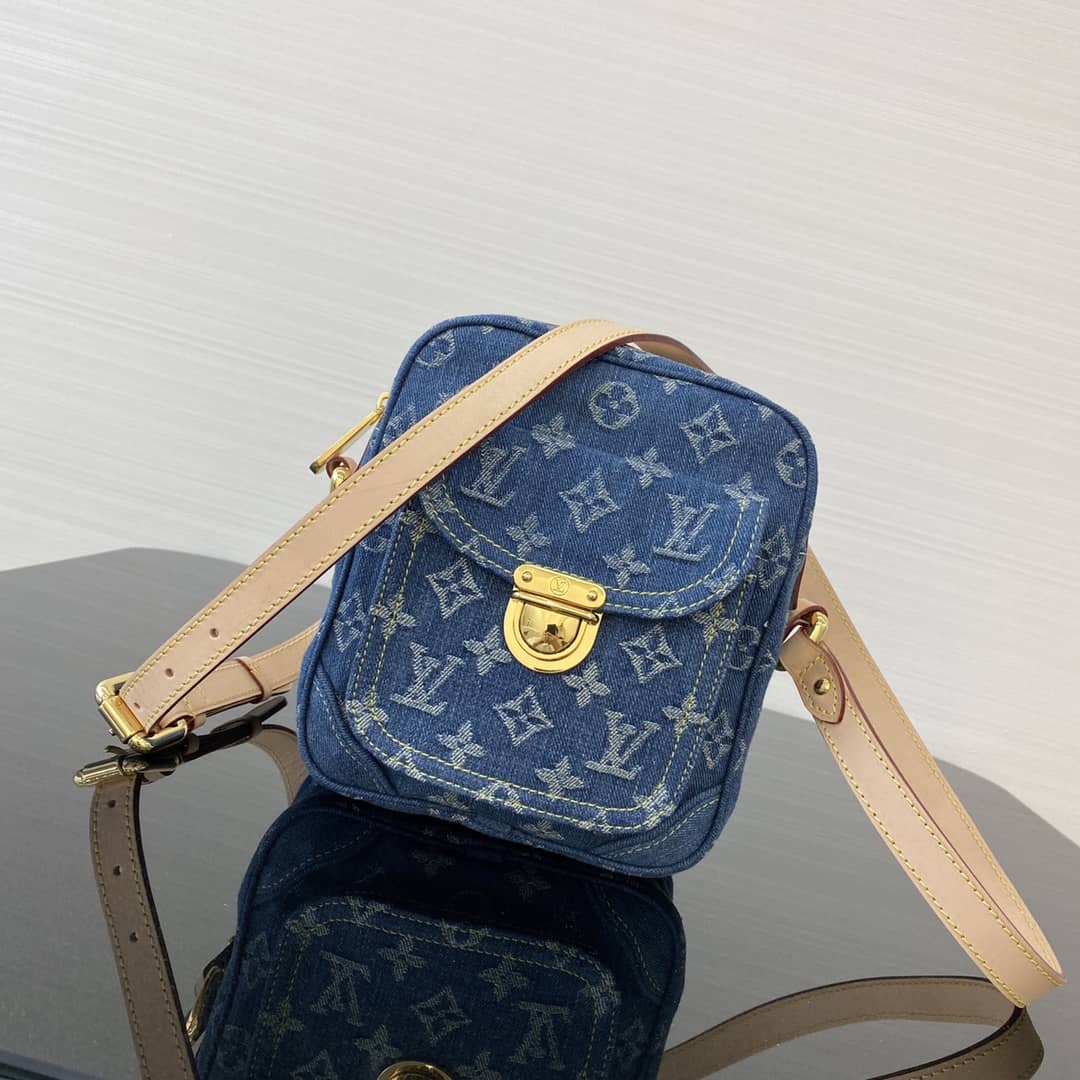 Louis Vuittton Denim Monogram Vachetta Trim Camera Bag