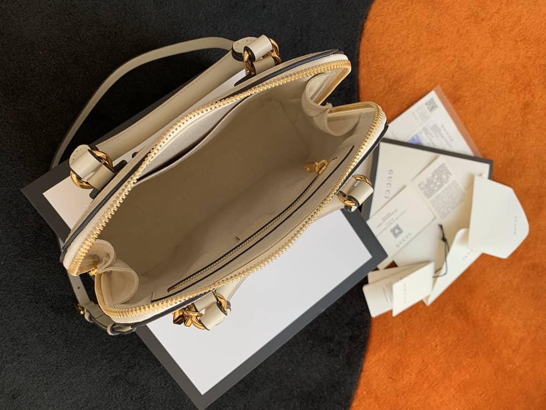 Gucci Horsebit Bag Dupe 1955 Small GG Supreme Grainy Leather Handle Bag Replica White 621220