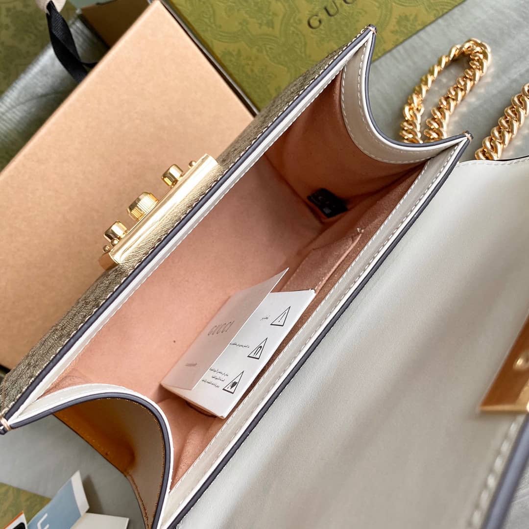 Gucci Padlock Small GG Chain Shoulder Bag Replica White 409487