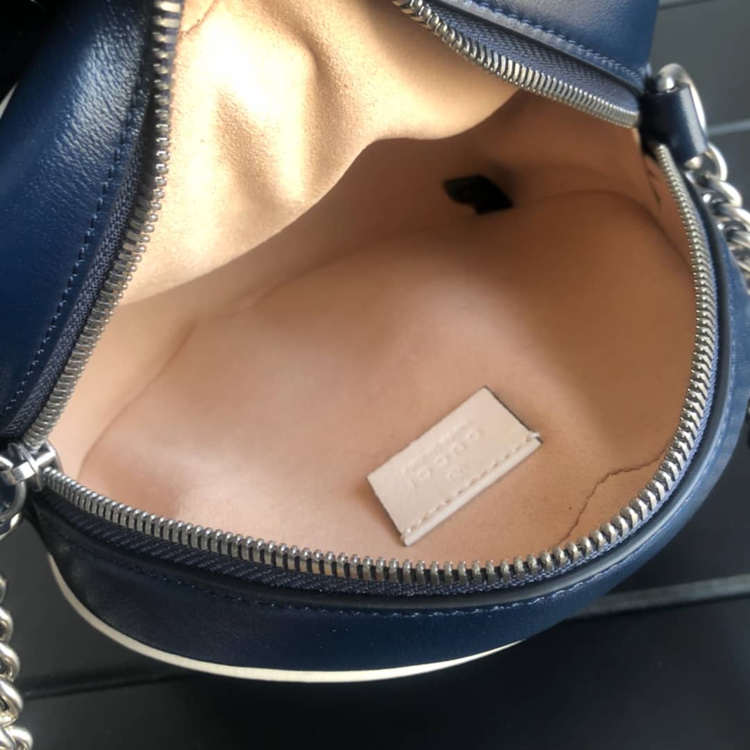 Gucci GG Marmont Round Mini Shoulder Bag Replica Blue 550154