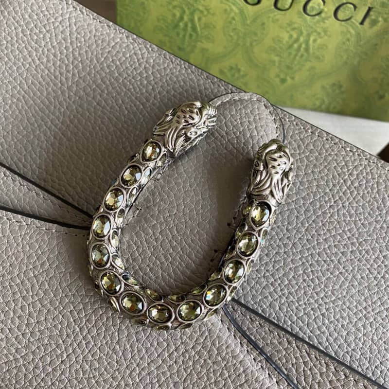 Gucci Dionysus Dupe GG Supreme Dionysus Chain Replica Shoulder Bag Gray 400249
